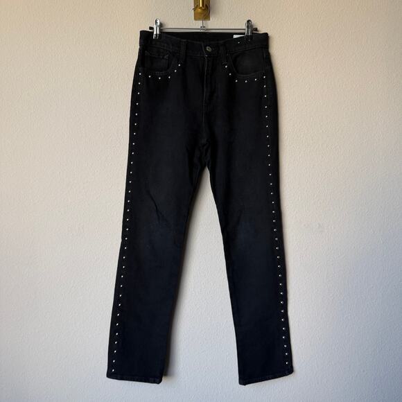 GAP 90s Straight High Rise Black Studded Jeans Size 26 - Picture 2 of 6
